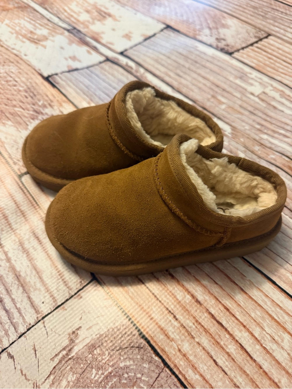 UGG Girls' Micro Suede Slip-On Booties in Chestnut Brown